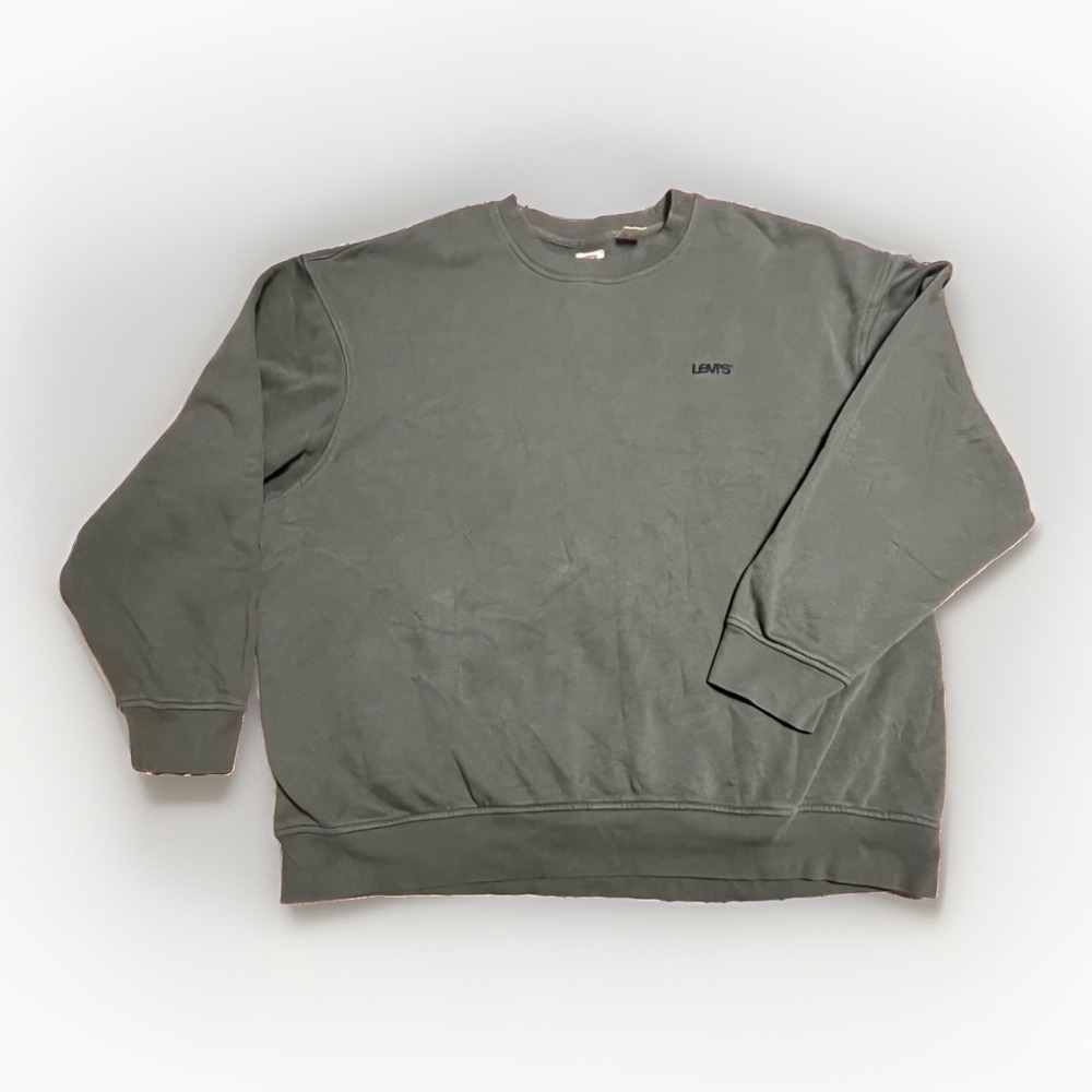 Levi's Sweatshirt Mens 2XL Green Pullover Fleece Lined Oversized Heavyweight